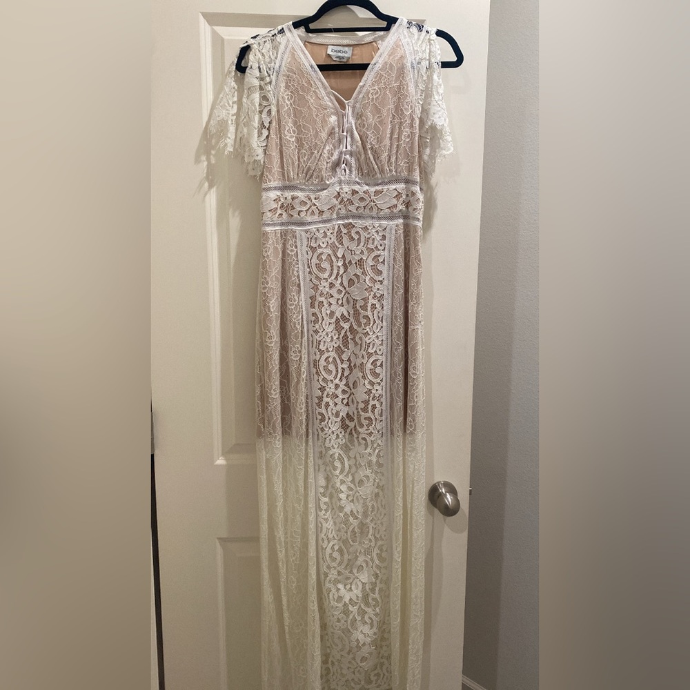 Bebe white Lace midi dress